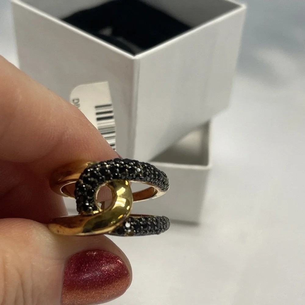 bellezza ring Black Spinel Gold Toned STONE Missing